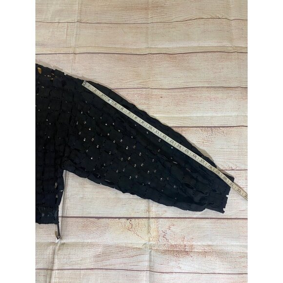 Tov Los Angeles Women's Black Cut Our Long Sleeve Pull Over Crop Top - 44 - Picture 10 of 16